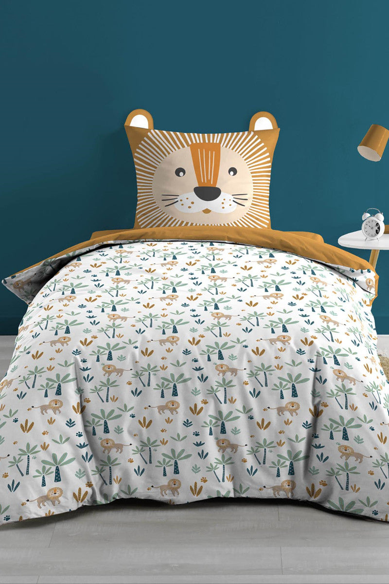 Børnesengetøj med søde løver 140x200cm