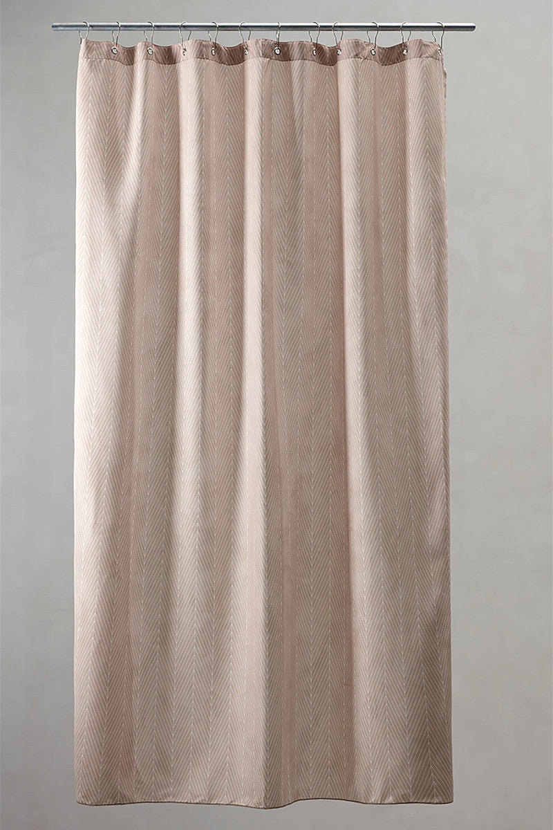 Compliments badeforhæng pine m. ringe hørfarvet 140x220cm