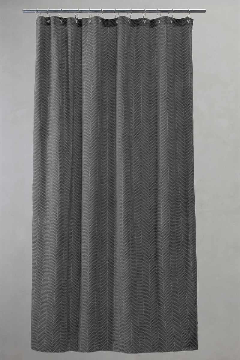 Compliments badeforhæng pine m. ringe mørkegrå 140x200cm
