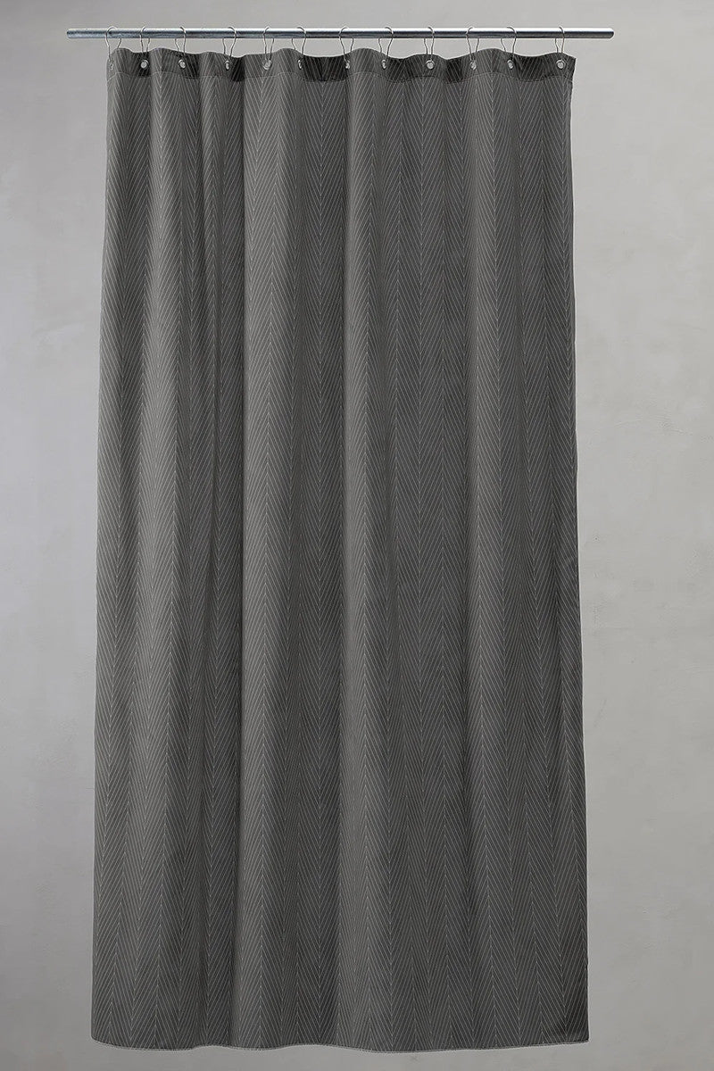 Compliments badeforhæng pine m. ringe mørkegrå 140x220cm