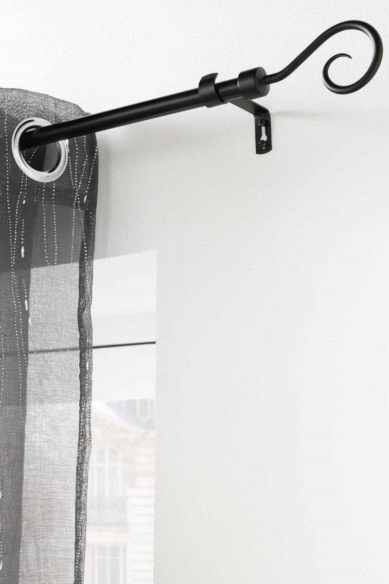Gardinstang, Justerbar 120-210 cm Arabesque Sort Ophæng