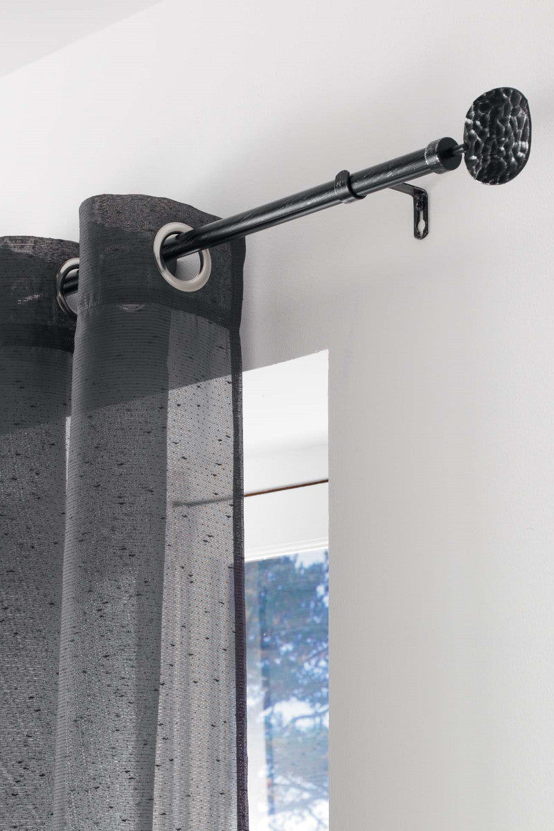 Gardinstang, Justerbar 120-210 cm Patina Bullette, Sort/Sølv Ophæng