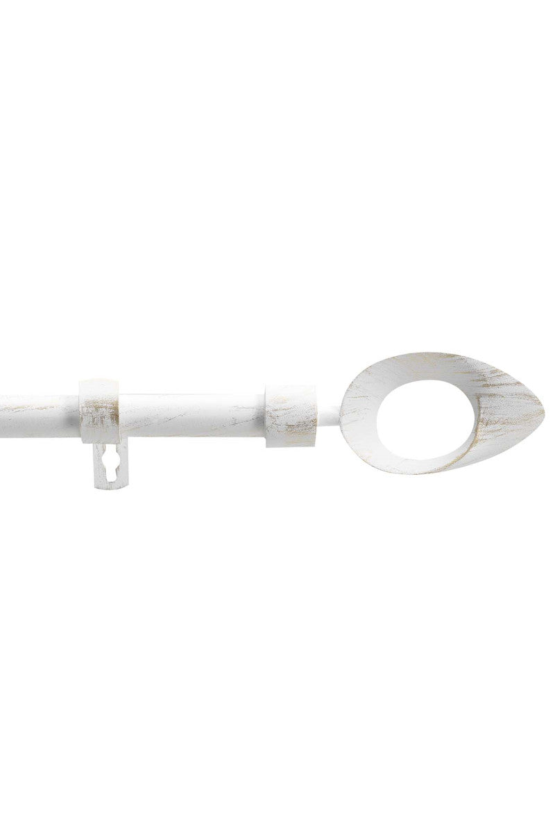 Gardinstang, Justerbar 120-210 cm Patina Ovalon, Hvid/Guld