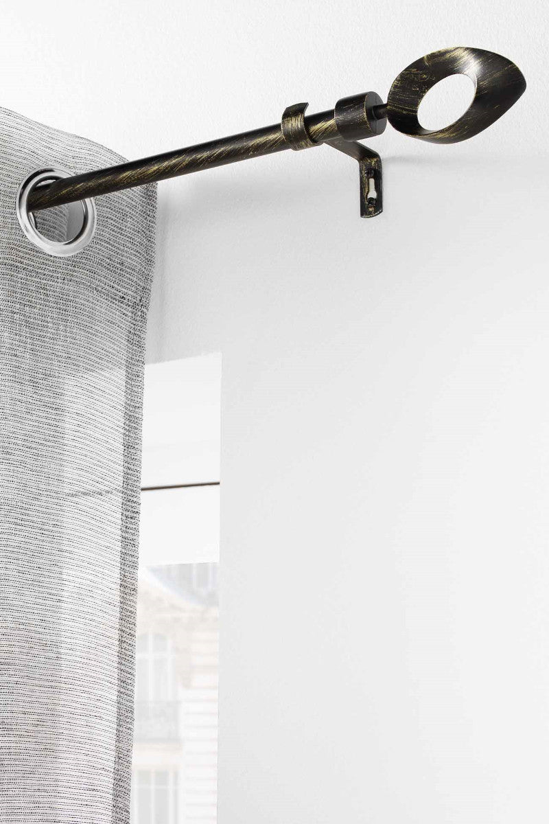 Gardinstang, Justerbar 120-210 cm Patina Ovalon, Sort/Guld Ophæng