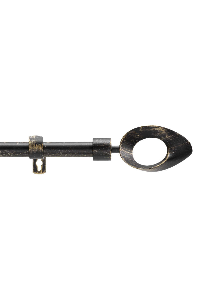 Gardinstang, Justerbar 120-210 cm Patina Ovalon, Sort/Guld