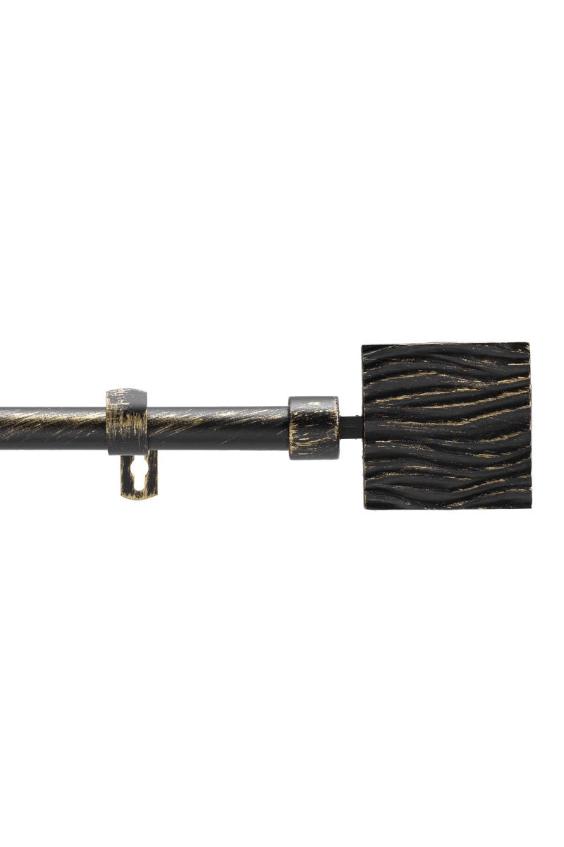 Gardinstang, Justerbar 120-210 cm Patina Tempo, Sort/Guld