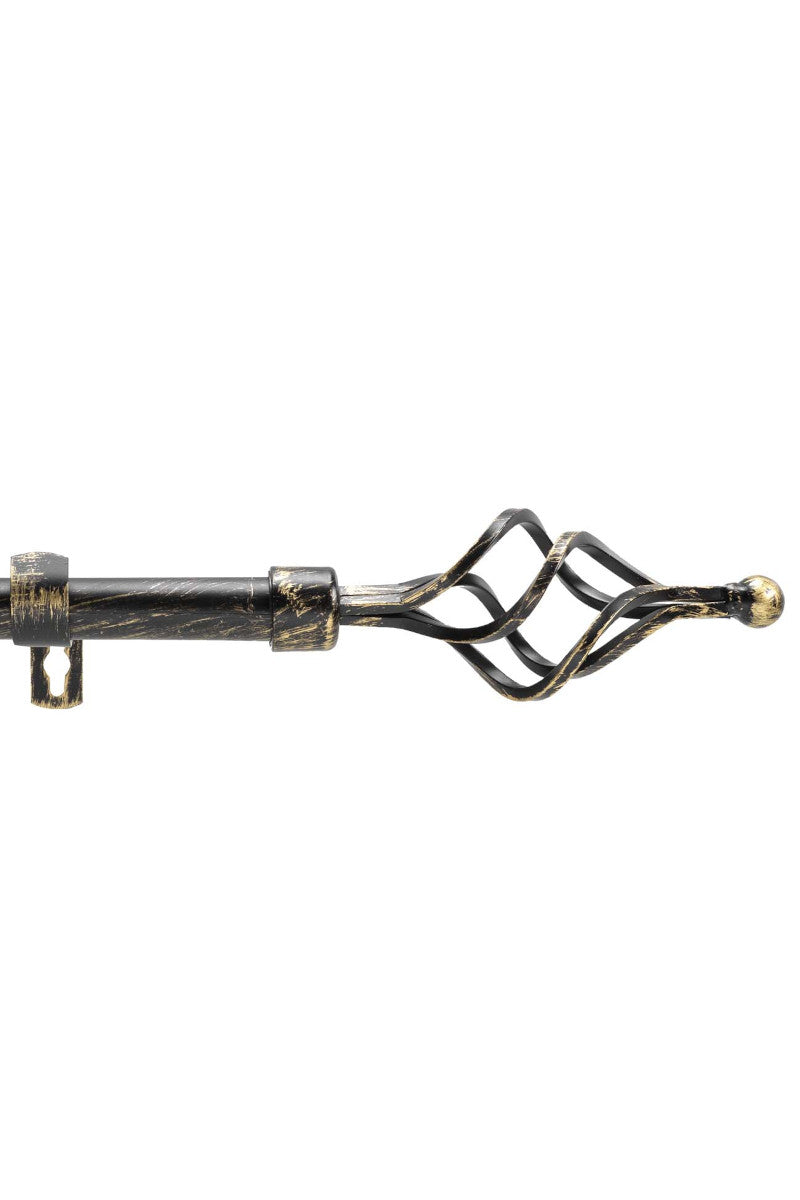 Gardinstang, Justerbar 120-210 cm Patina Twisty, Sort/Guld