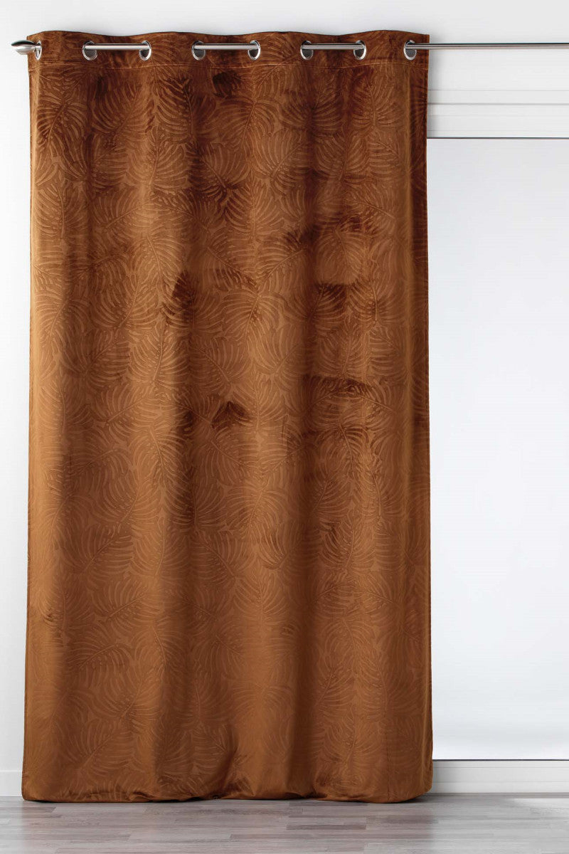 Mørklægningsgardin Analia Præget Velour Kamelbrun 140x240cm