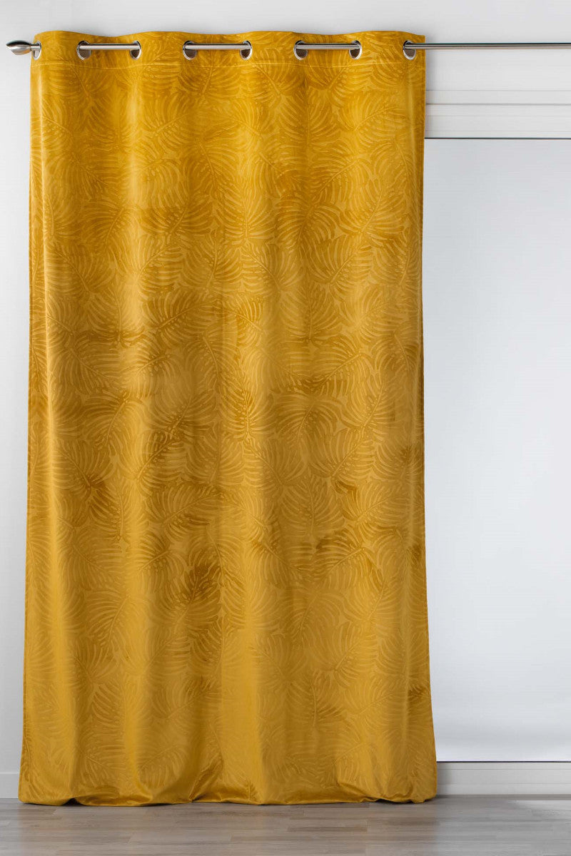 Mørklægningsgardin Analia Præget Velour Okker 140x240cm