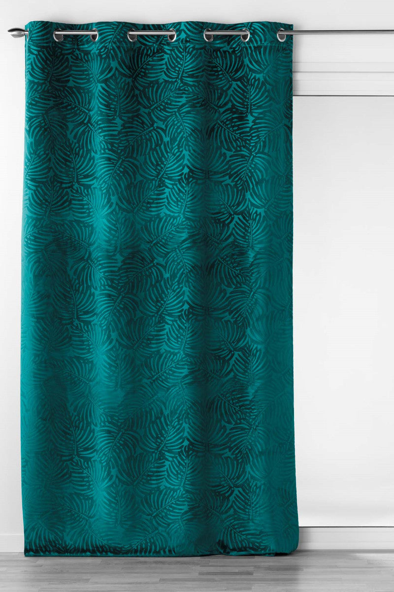 Mørklægningsgardin Analia Præget Velour Petroleum 140x240cm