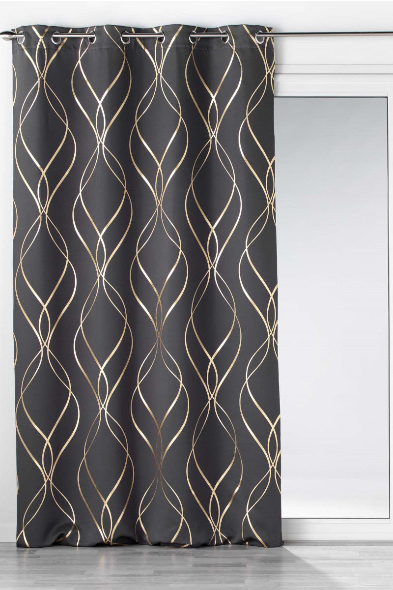 Mørklægningsgardin Elise Antracit Grå/Guld 135x240cm