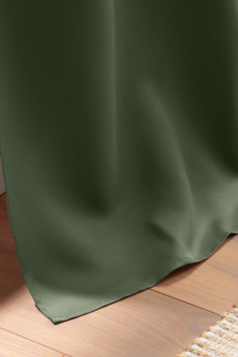 Mørklægningsgardin Ensfarvet Khaki Fold