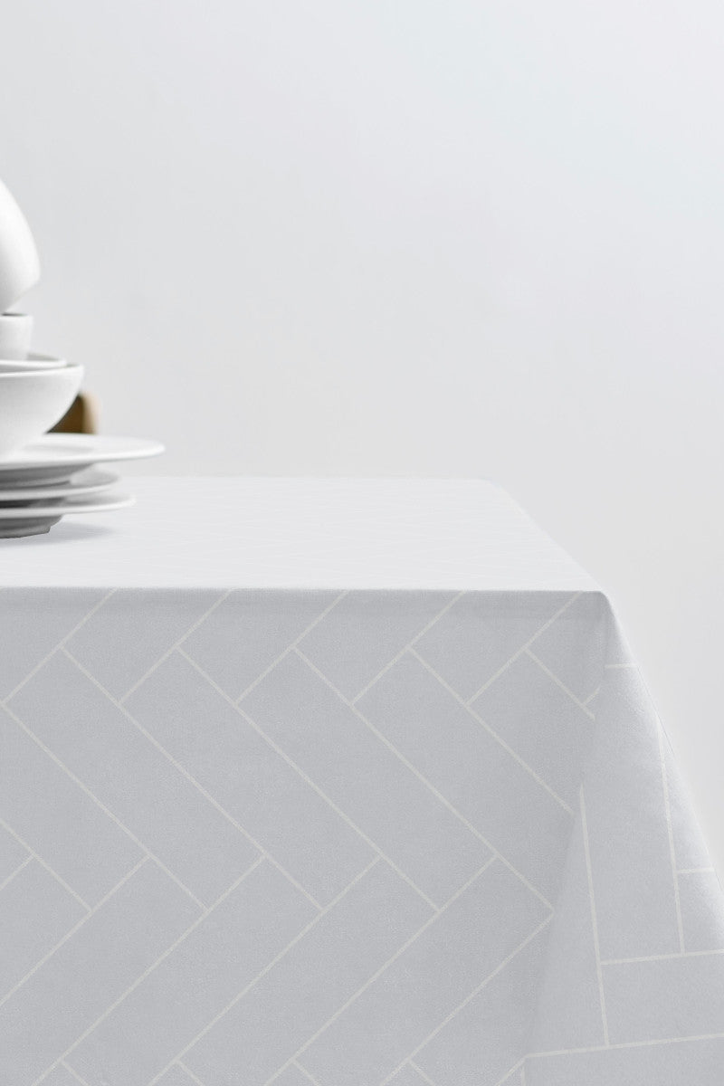 Södahl Tiles Damask Dug Hvid 140x320cm