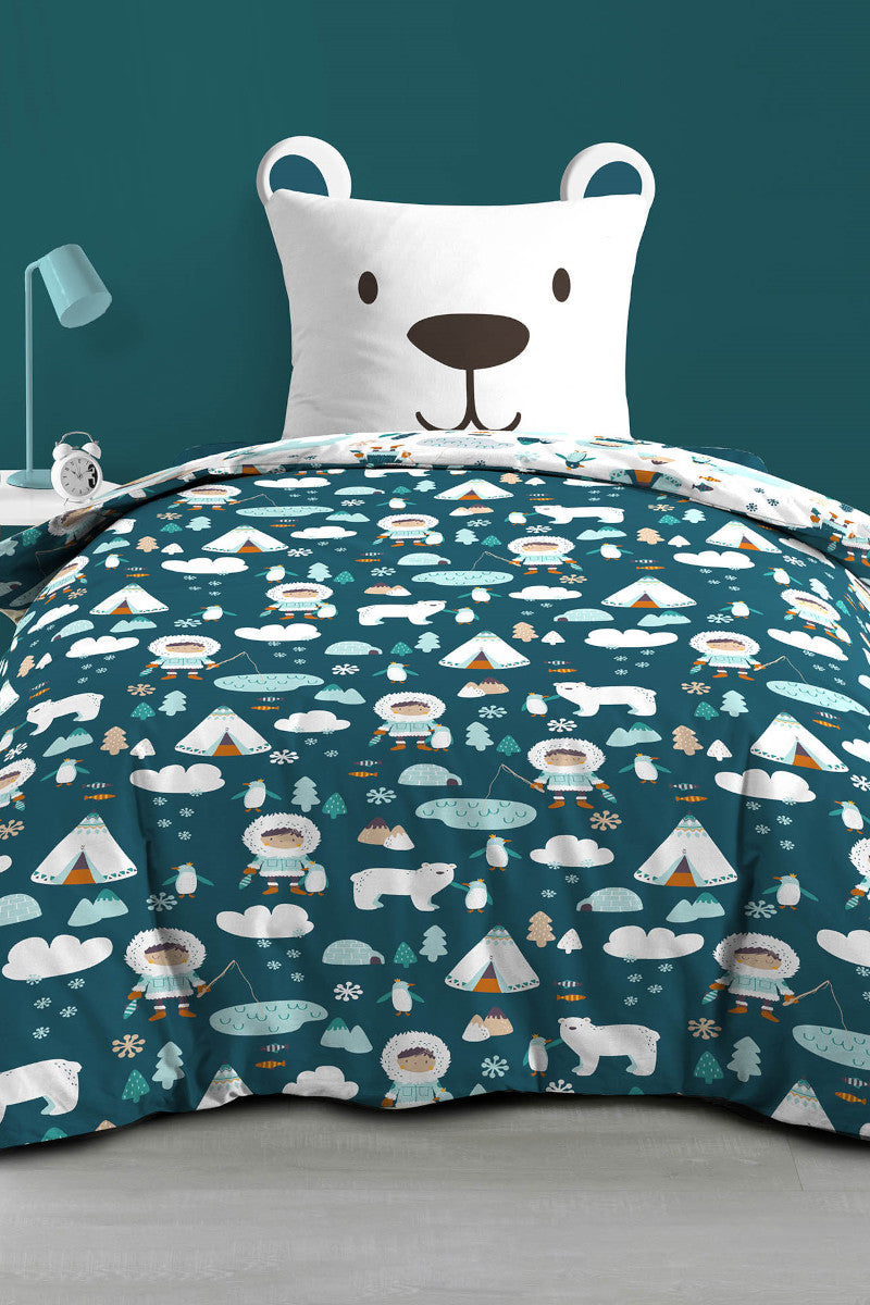 Børnesengetøj med isbjørne 140x200cm