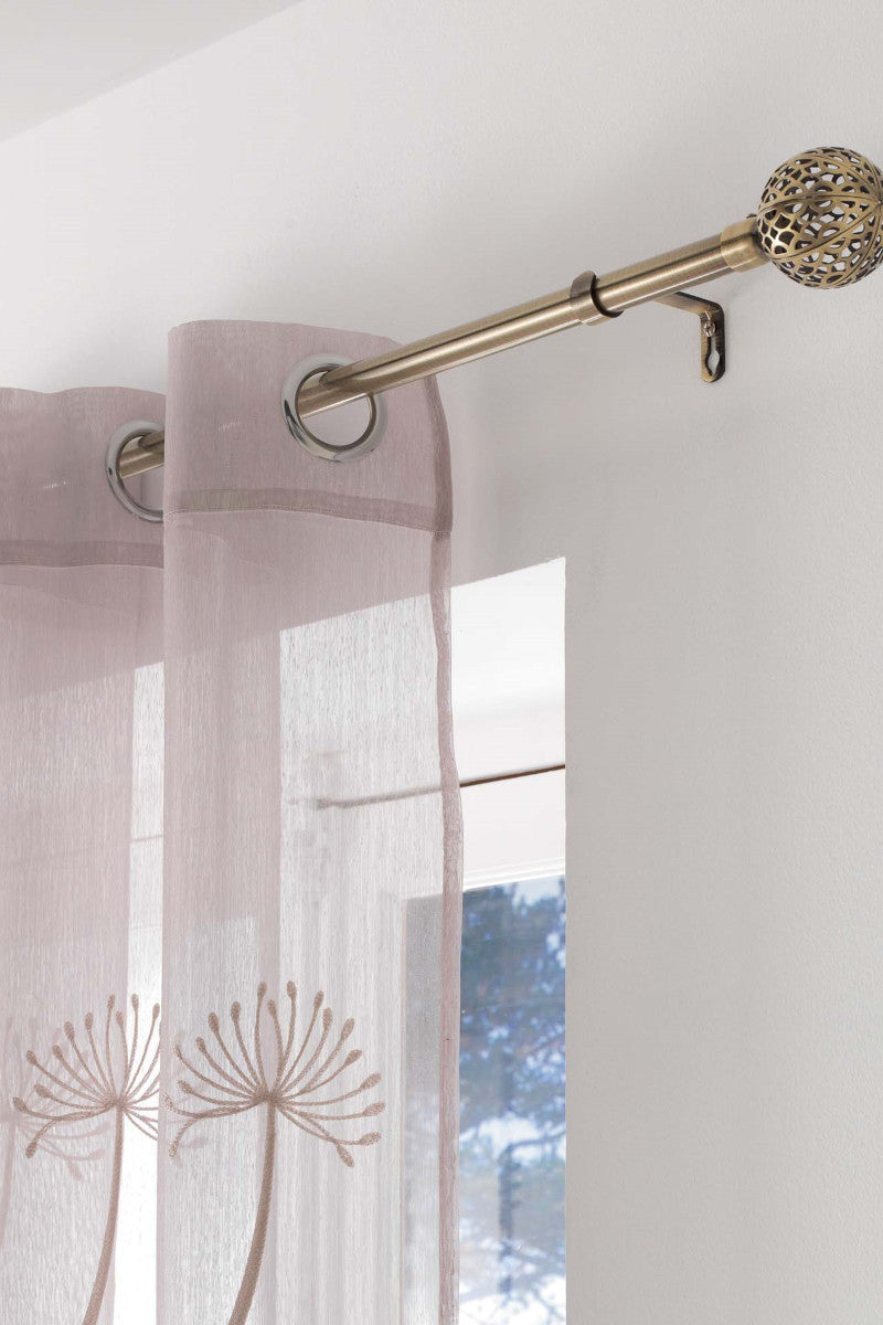 Gardinstang, Justerbar 120-210 cm med Dekorative Endeknopper, Brass Miljøbillede