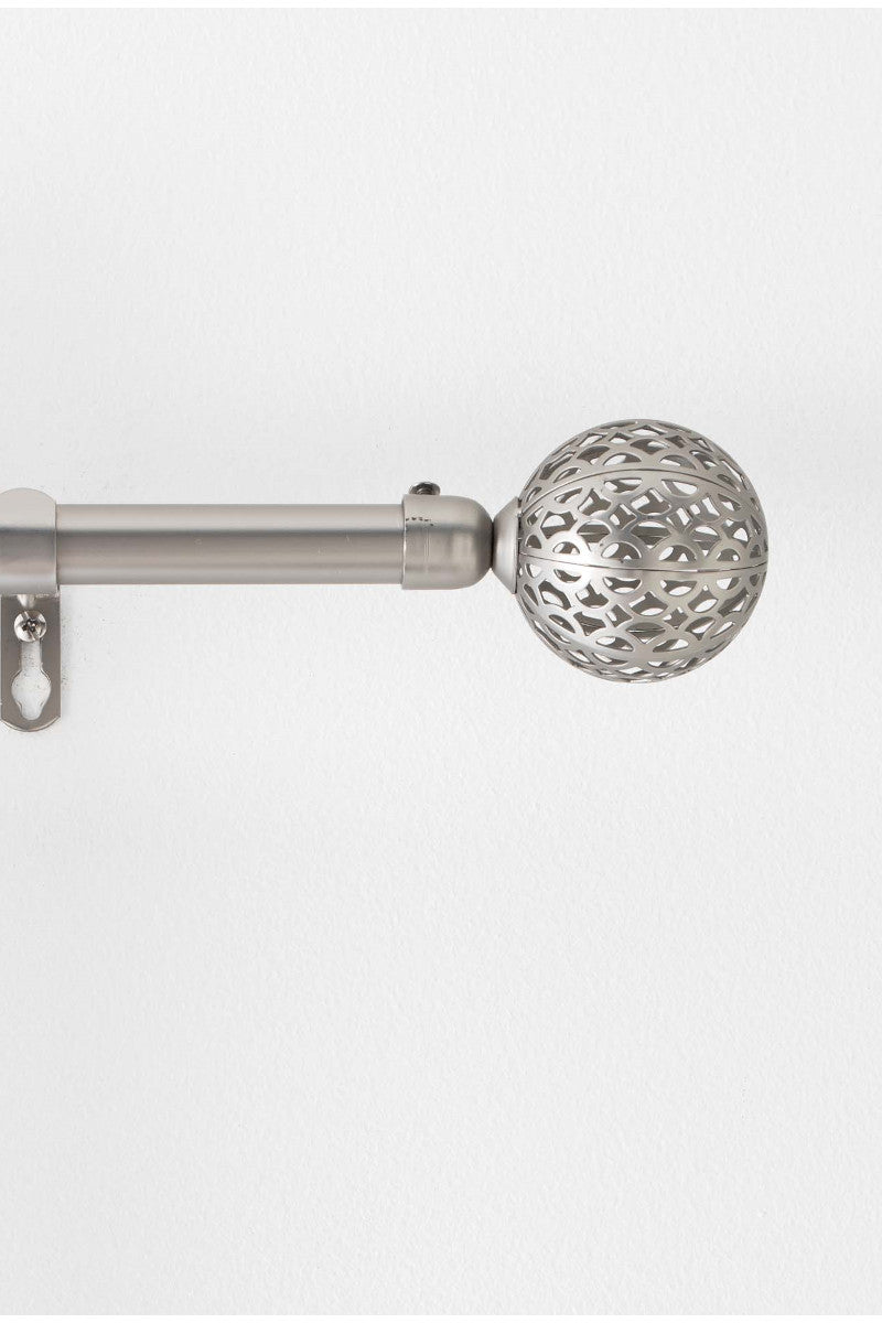 Gardinstang, Justerbar 120-210 cm med Dekorative Endeknopper, Chrome