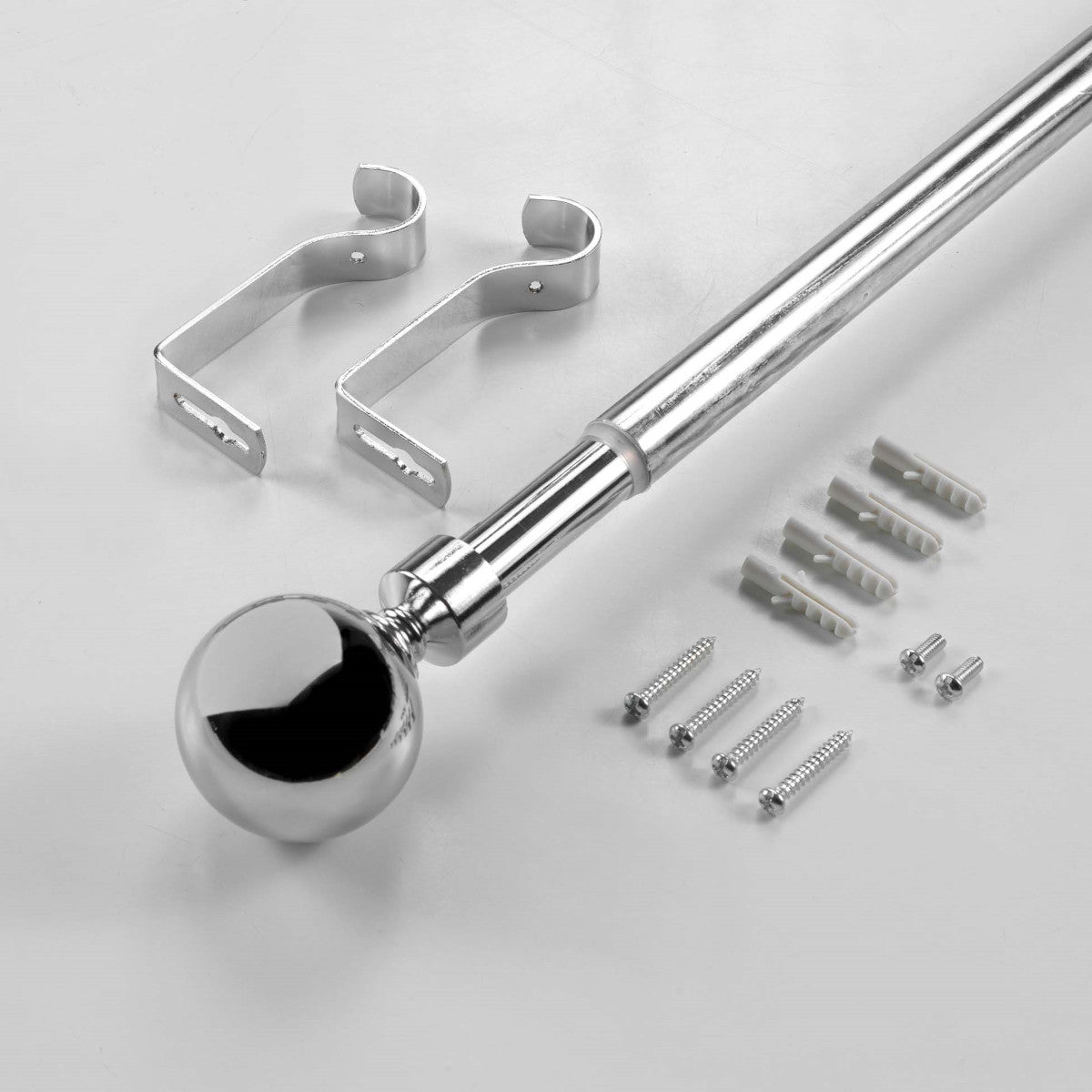 Gardinstang, Justerbar 120-210 cm Sphera, Chrome Monteringsudstyr