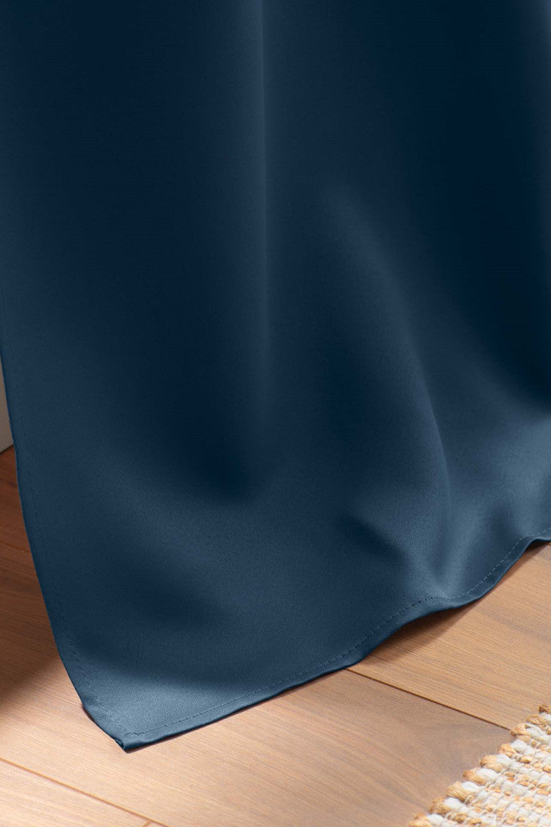Mørklægningsgardin Ensfarvet Navy Fold