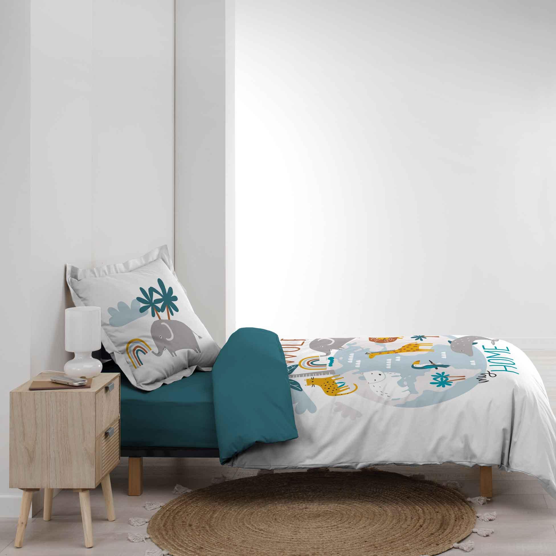 Børnesengetøj med jordens dyr 140x200cm - Valdi