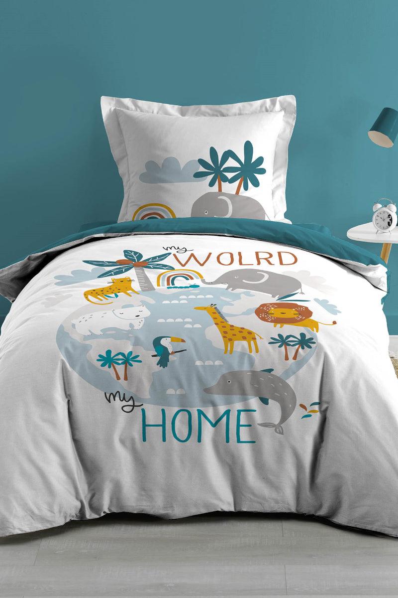 Børnesengetøj med jordens dyr 140x200cm - Valdi