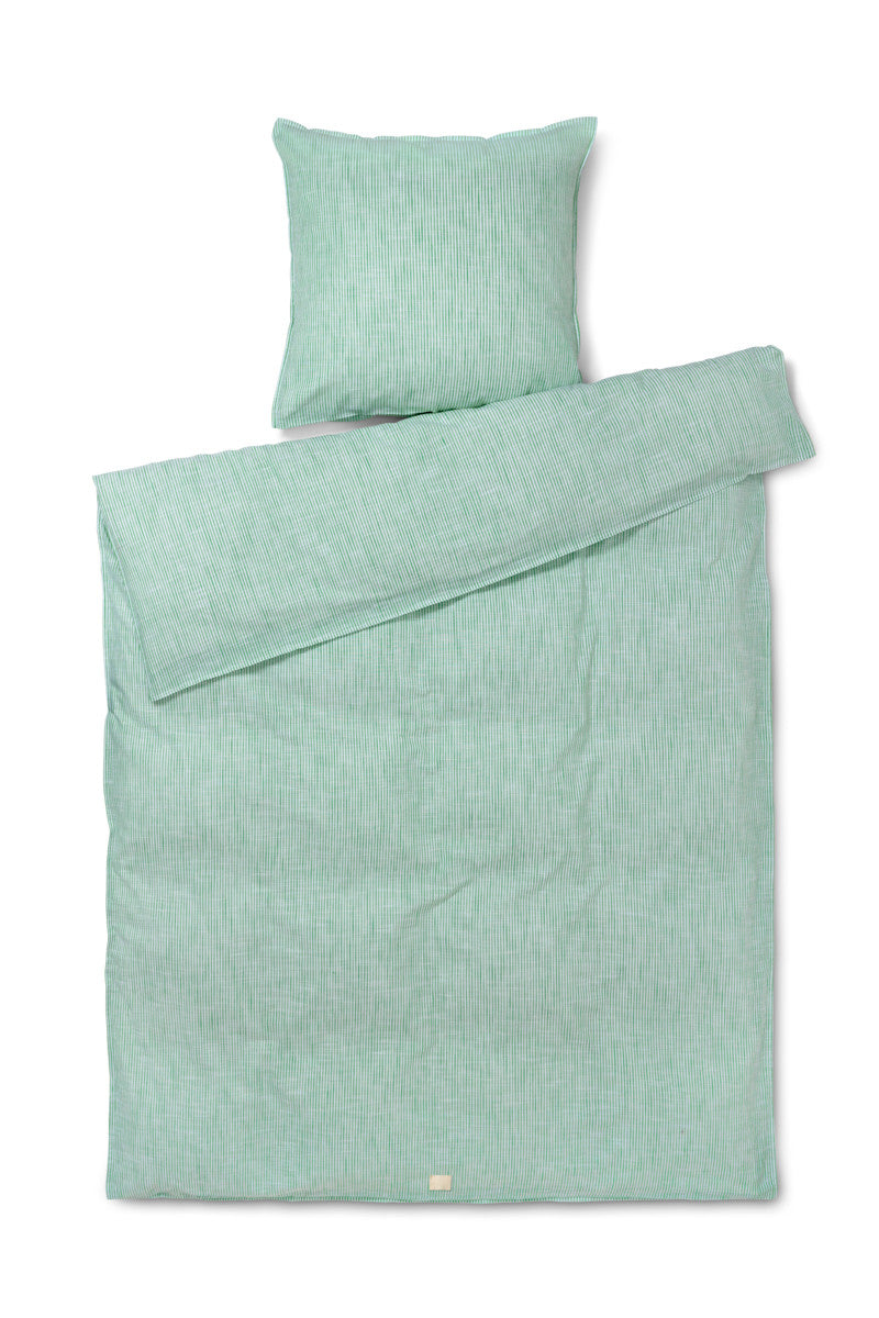 Juna sengetøj Monochrome lines grøn/hvid 140x200cm