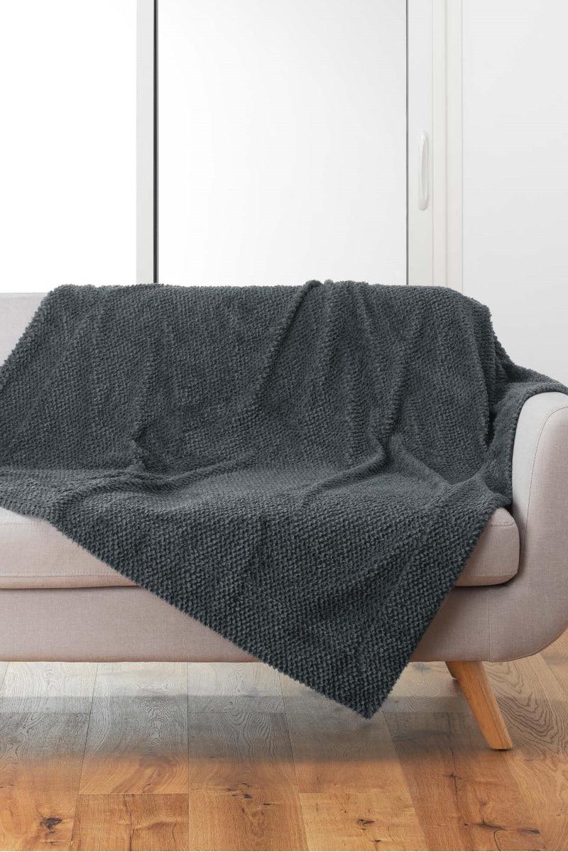 Plaid Iceberg imiteret pels antracit - Valdi