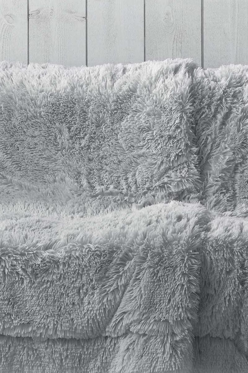 Plaid Marilou imiteret pels grå - Valdi