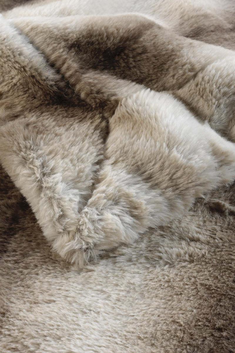 Plaid Siberie imiteret pels grå/brun - Valdi