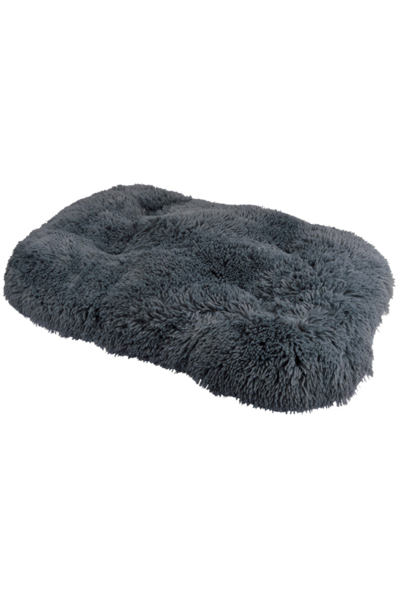 Fluffy oval vendbar hundepude antracit 65x107x5cm