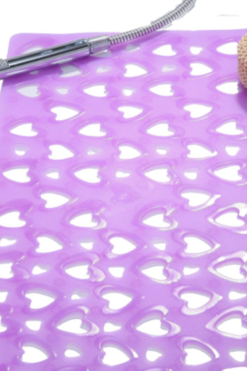 Hearts skridsikker bademåtter med sugekopper lilla - Valdi