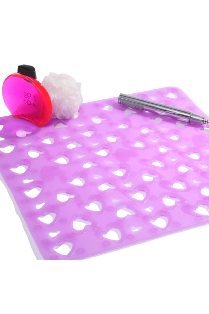 Hearts skridsikker bademåtte med sugekopper lilla