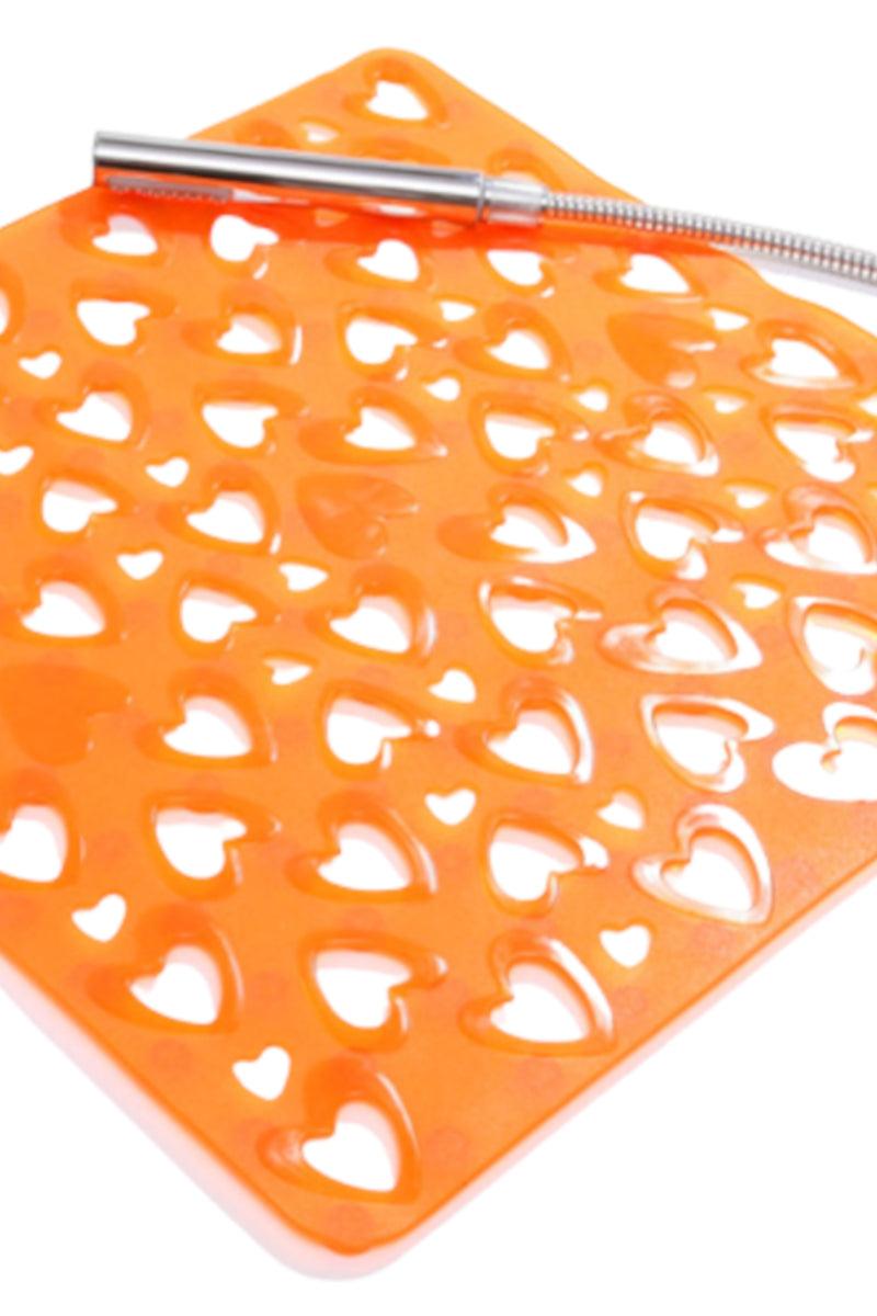 Hearts skridsikker bademåtter med sugekopper orange - Valdi