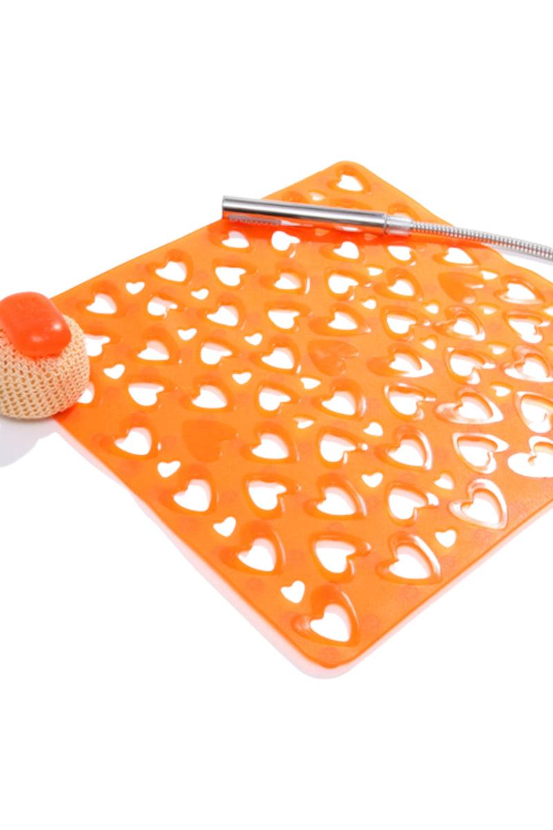 Hearts skridsikker bademåtter med sugekopper orange
