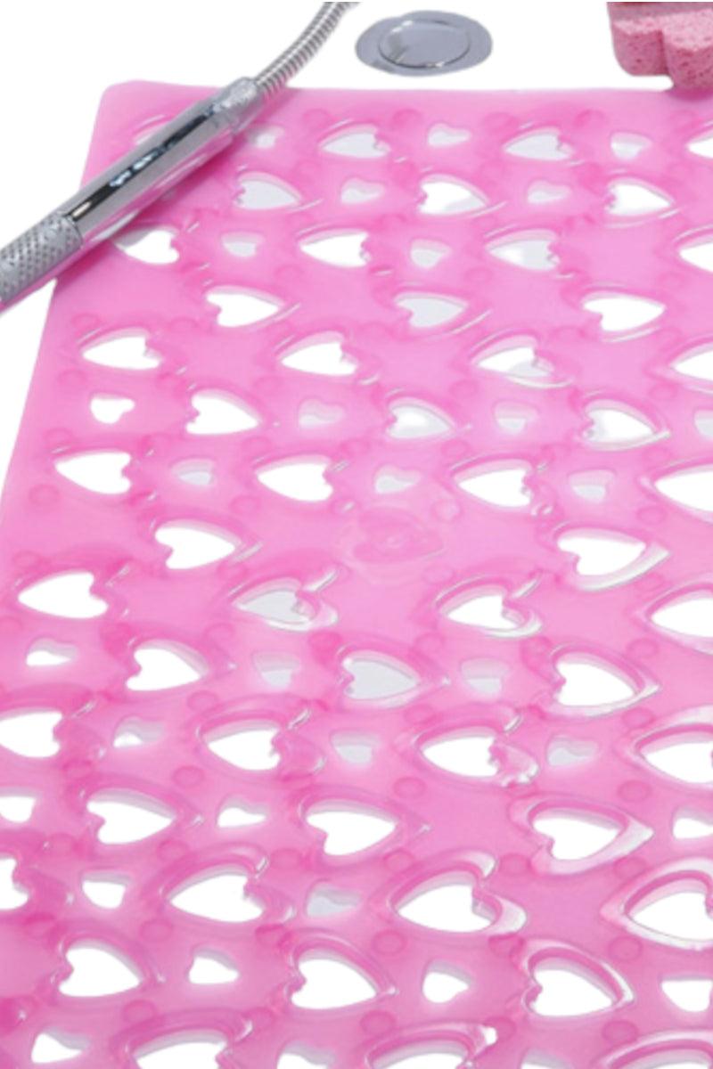 Hearts skridsikker bademåtter med sugekopper pink - Valdi