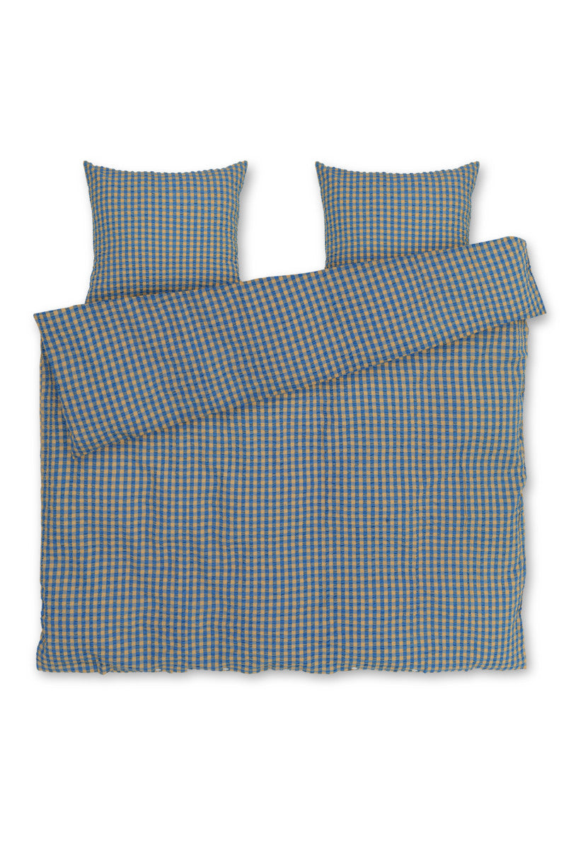 Juna Sengetøj Bæk&Bølge blå/okker 200x220cm