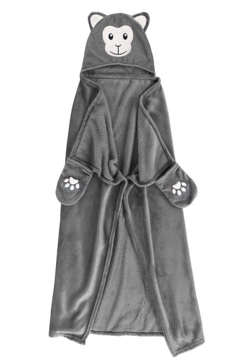 Plaid med hætte og ærmer - Abemotiv 100x120 cm