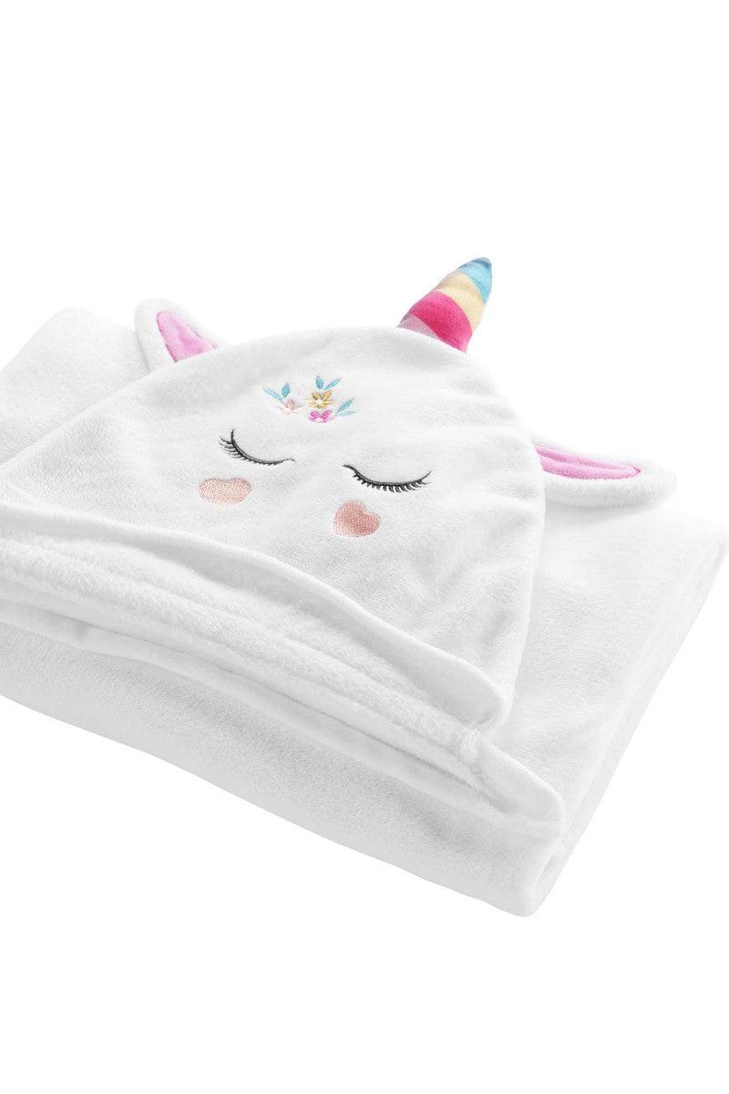 Plaid med hætte og ærmer - Enhjørning 100x120cm - Valdi