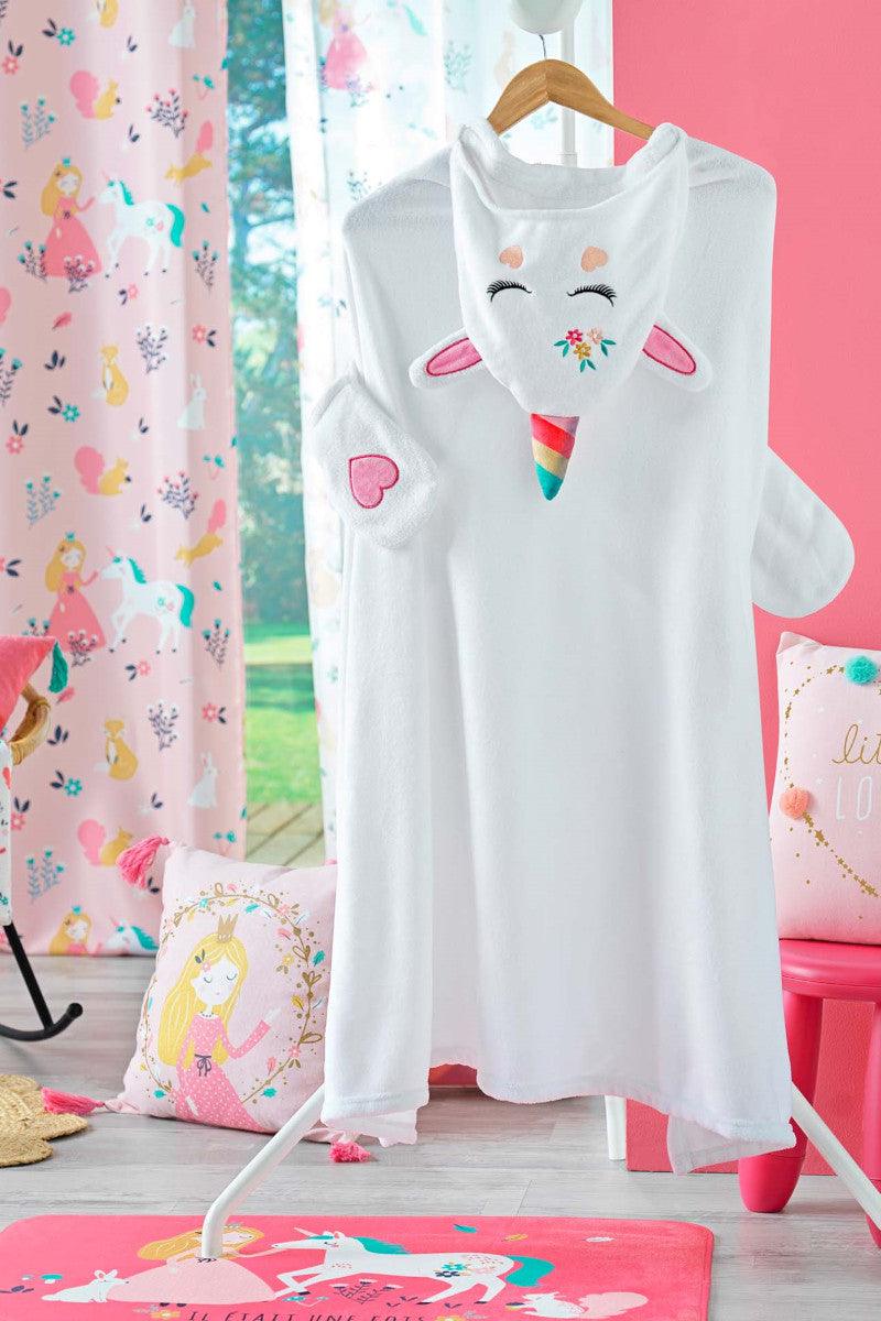 Plaid med hætte og ærmer - Enhjørning 100x120cm - Valdi