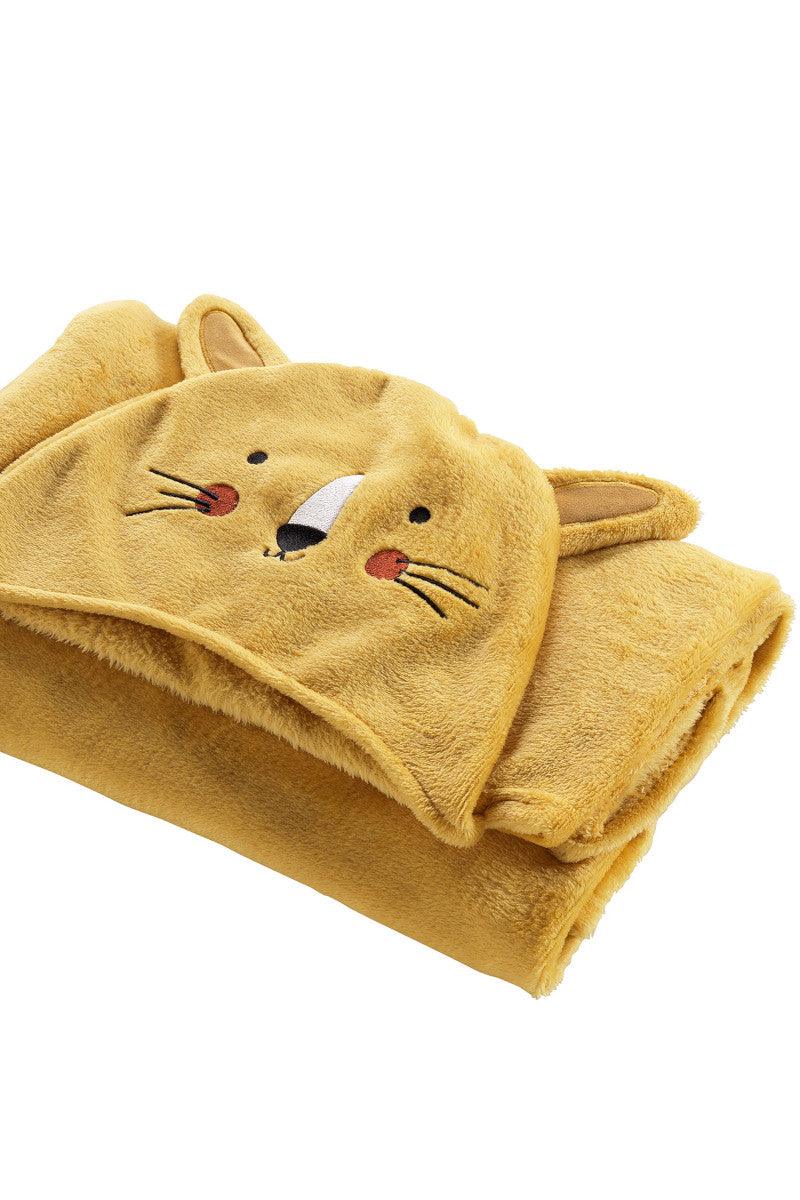 Plaid med hætte og ærmer - Leopard 100x120cm - Valdi