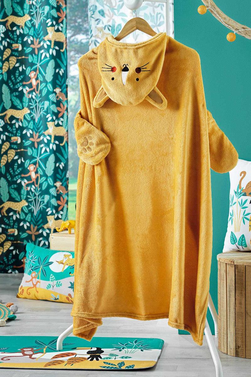 Plaid med hætte og ærmer - Leopard 100x120cm - Valdi