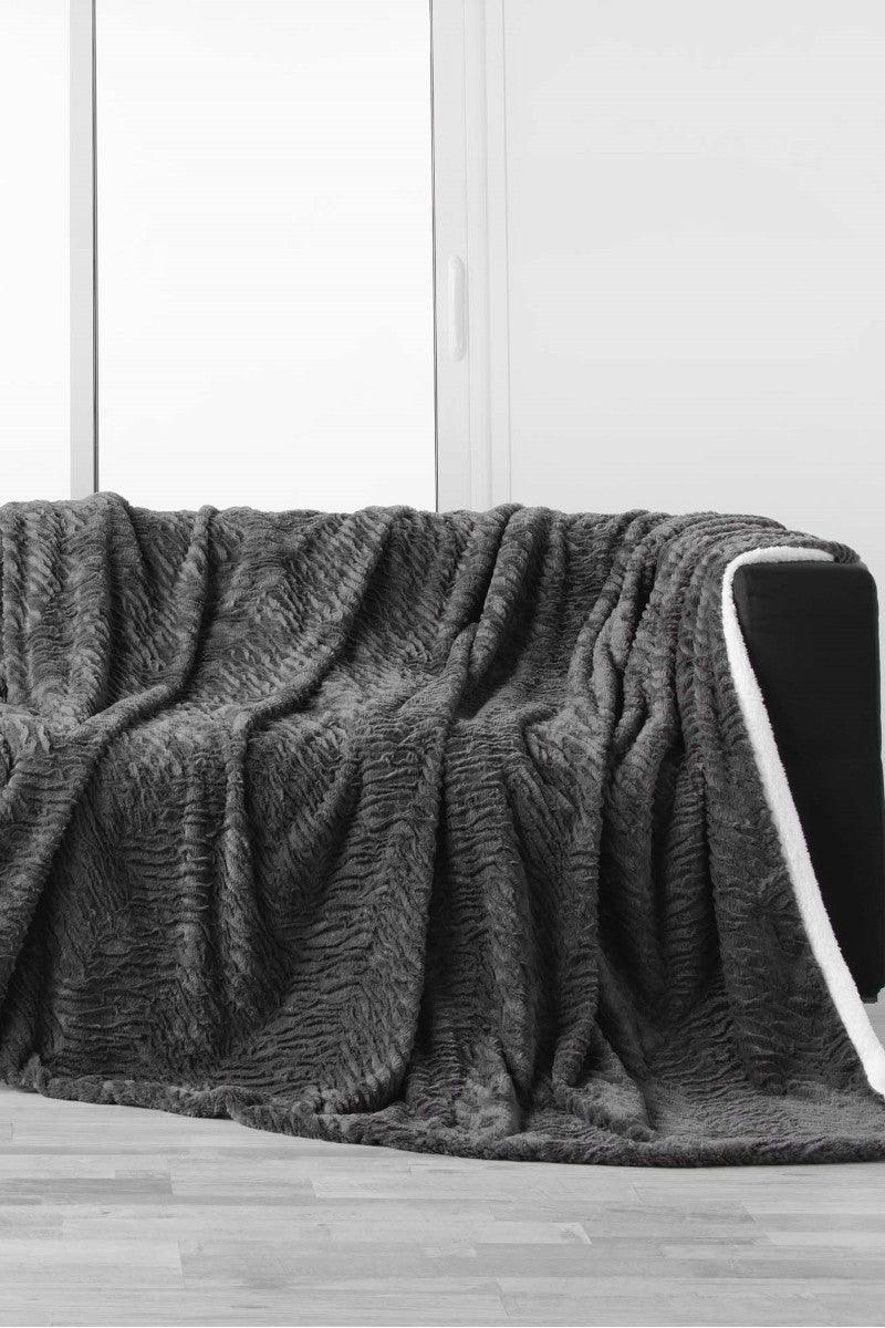 Plaid Toronto imiteret pels mørkegrå - Valdi