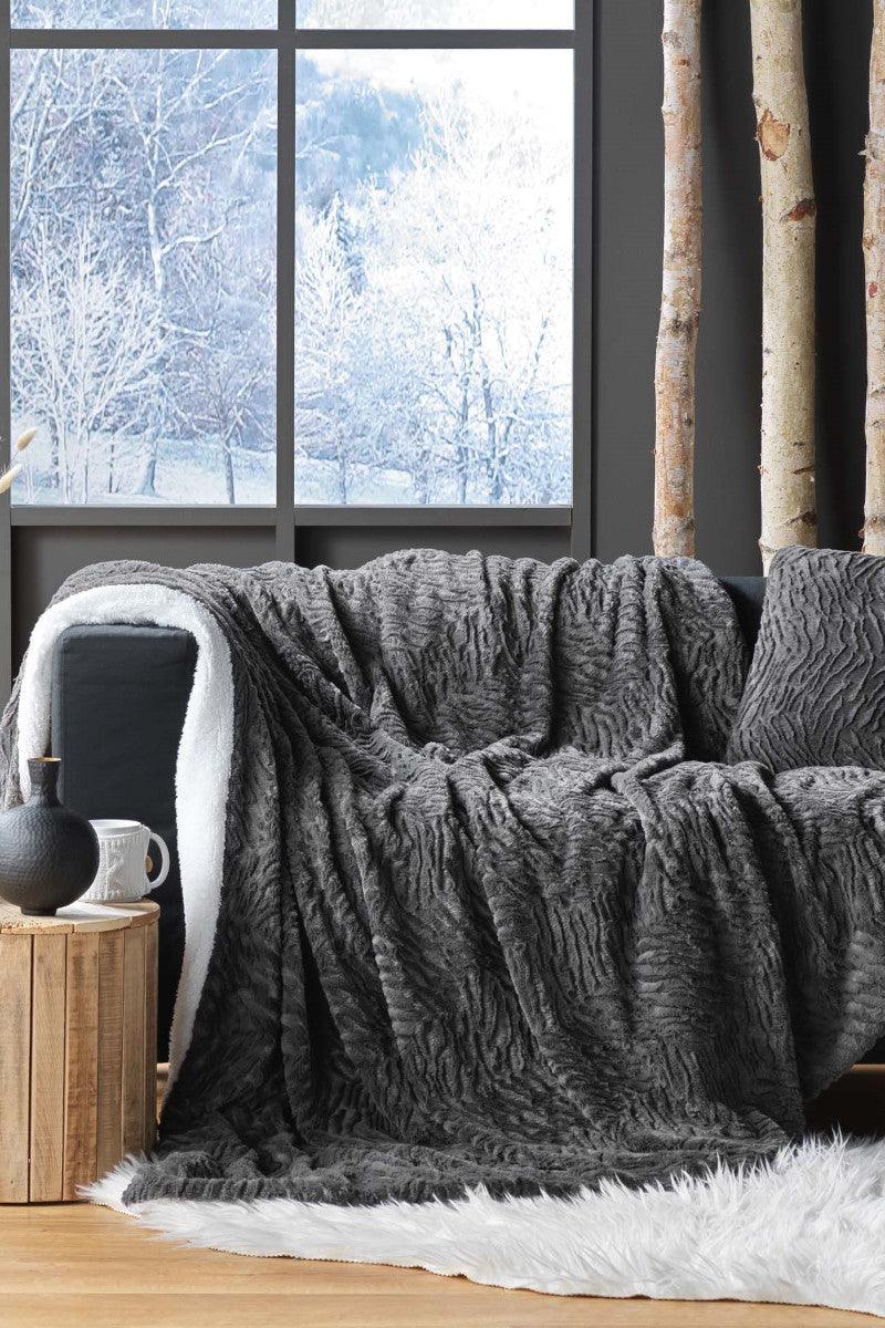 Plaid Sherpa imiteret pels mørkegrå