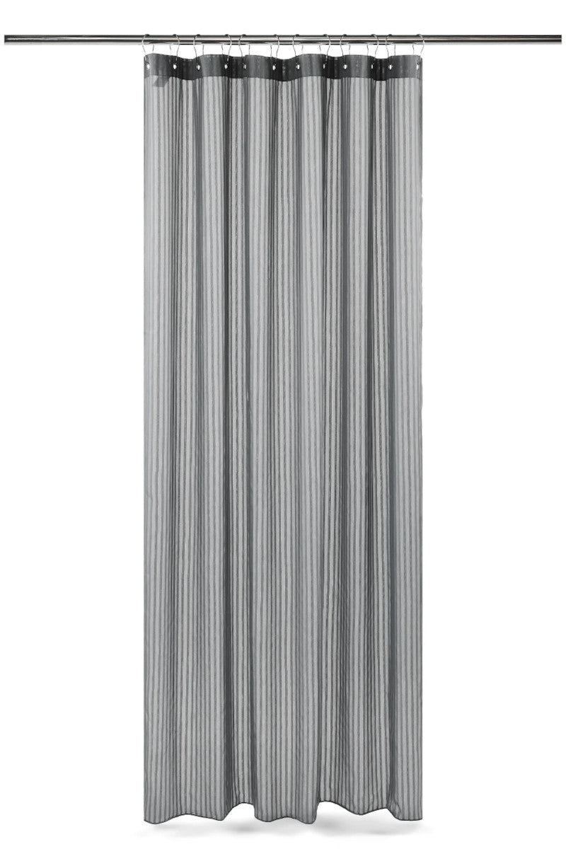 Compliments badeforhæng lines m. ringe grå 140x220cm