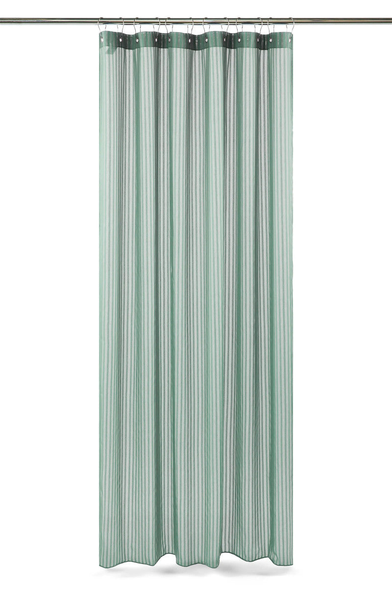 Compliments badeforhæng lines m. ringe støvet grøn 140x200cm