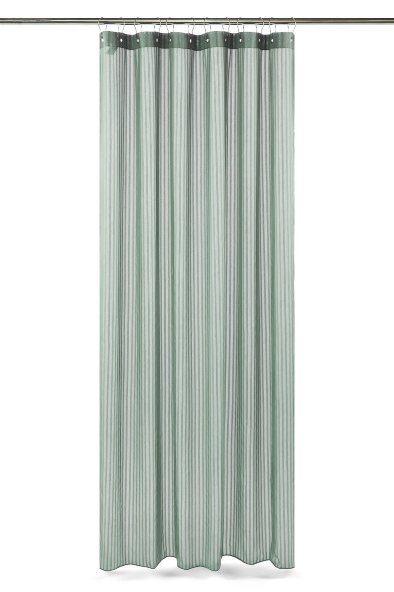 Compliments badeforhæng lines m. ringe støvet grøn 140x220cm