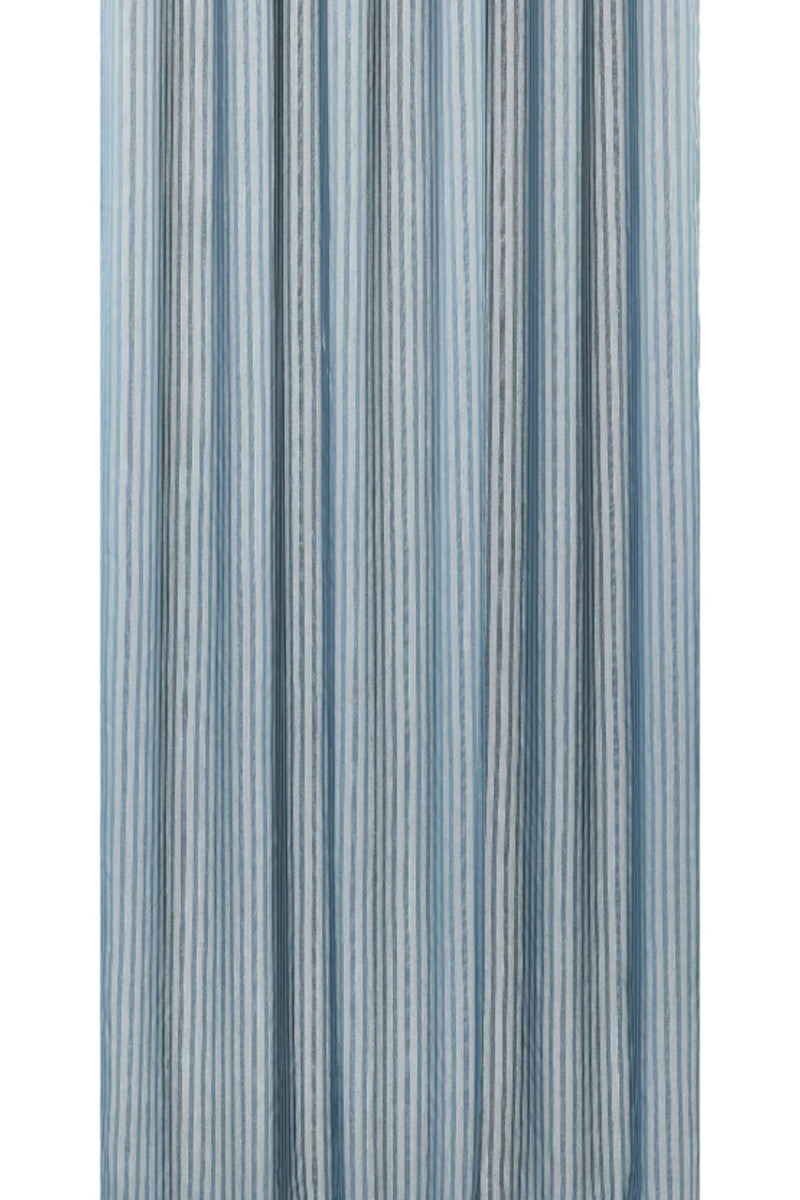 Compliments badeforhæng lines m. rynkebånd havblå 140x200cm