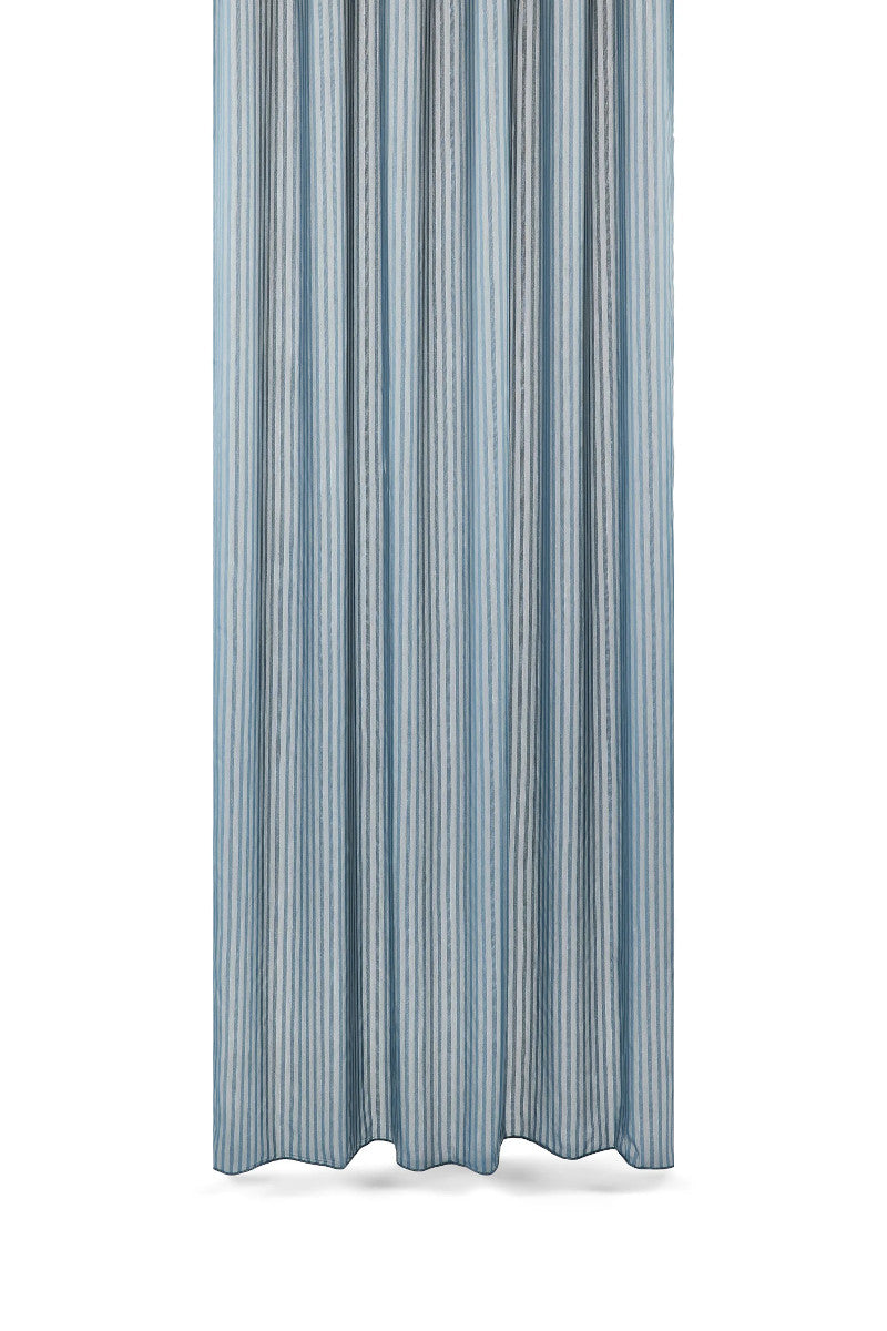 Compliments badeforhæng lines m. rynkebånd havblå 140x200cm