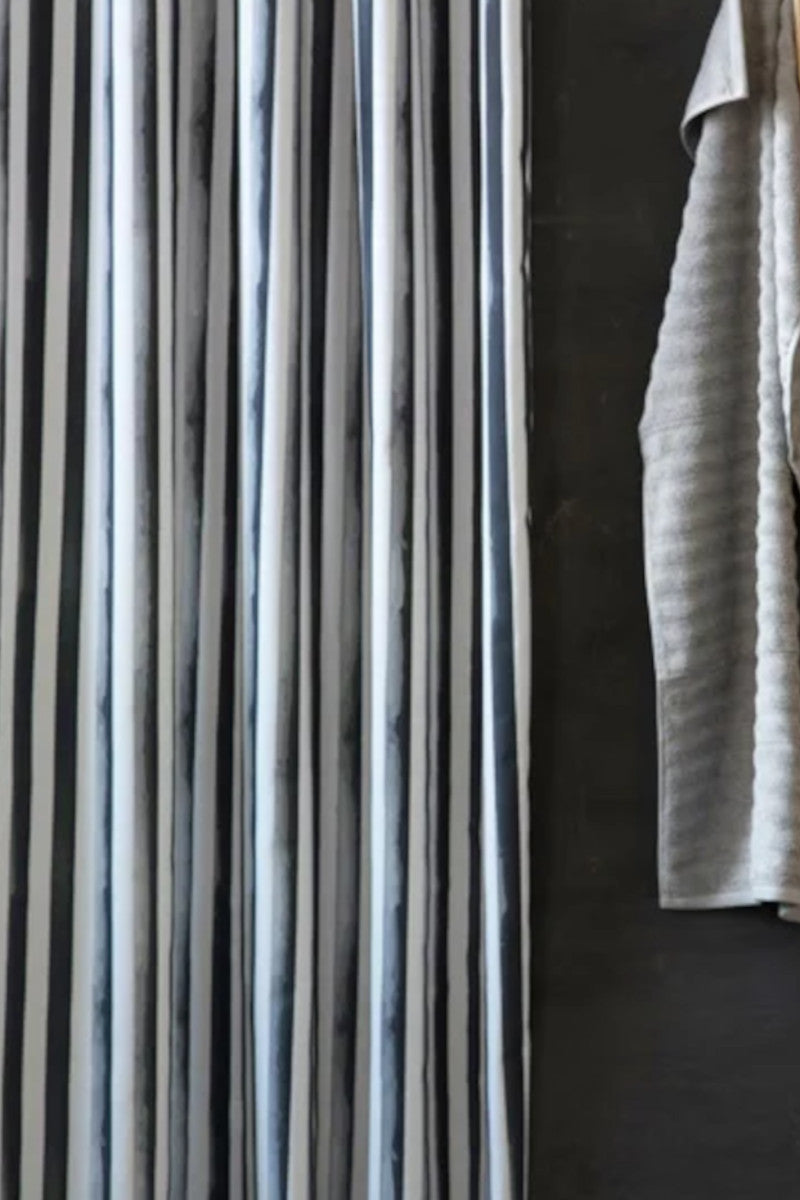 Compliments badeforhæng raw stripe m. rynkebånd grå 165x200cm