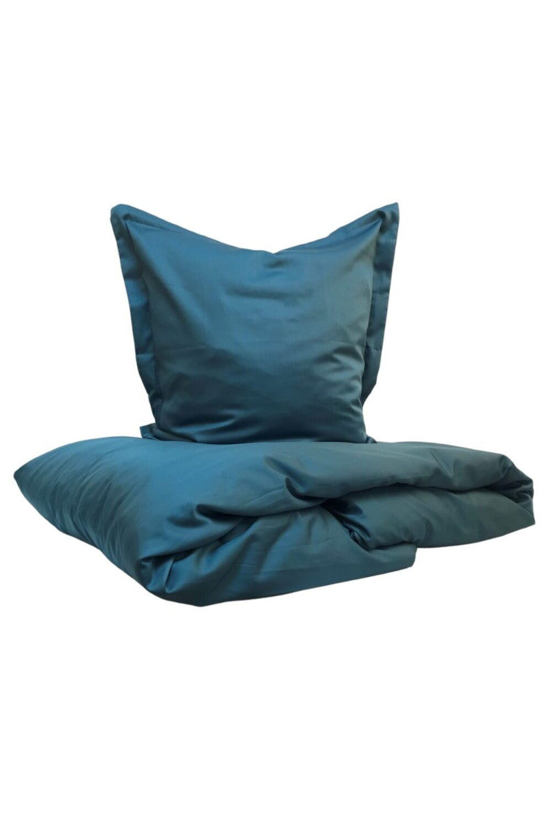 Engholm satin sengetøj ensfarvet blå