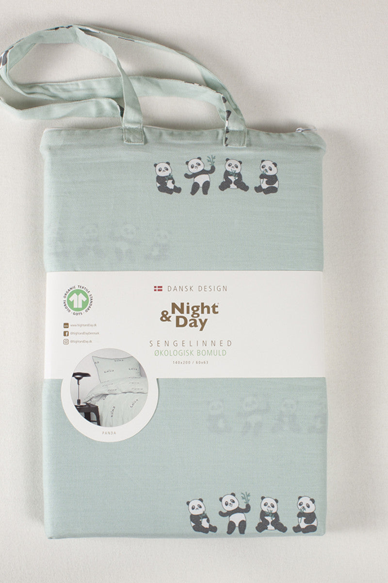 Night & Day panda junior sengetøj mint 100x140cm